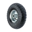 PR 1804-20 - Колесо для тачки / тележки пневматическое 3.50-4, диаметр 260 мм, ось 20 мм, металлический обод, симметричная ступица, шариковый подшипник